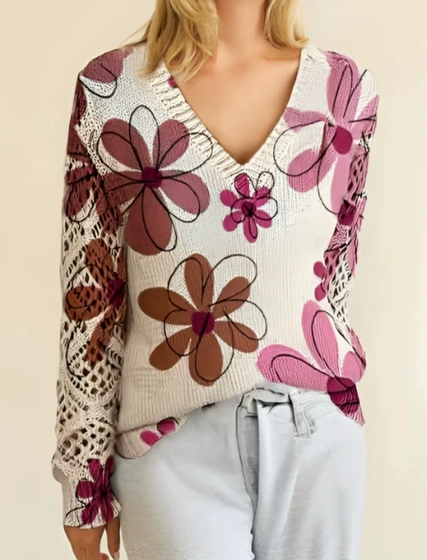 Beverly | Soft Floral Knit Sweater